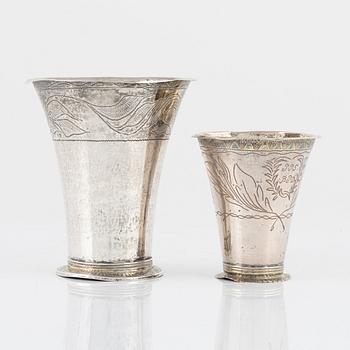 Two Swedish Silver Beakers, early 19th Century.