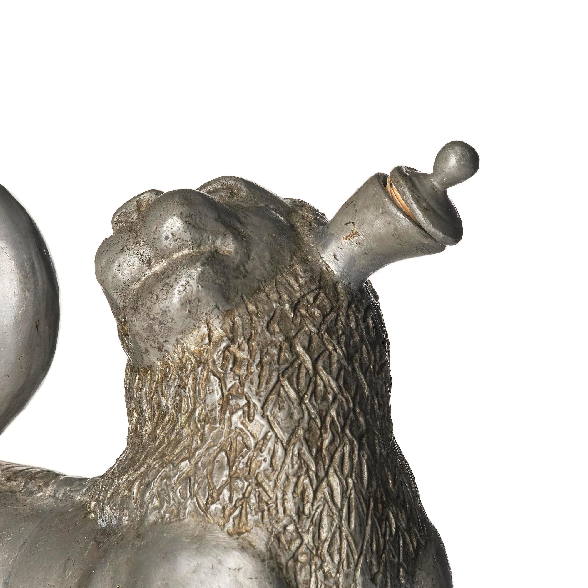 Anna Petrus, a pewter jug in the shape of a standing lion, Herman Bergman konstgjuteri, Stockholm, 1920s.