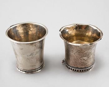 Two Swedish 19th century silver cups, mark of Gustaf I Lyberg, Eksjo and A Theodore Barkman, Varberg.