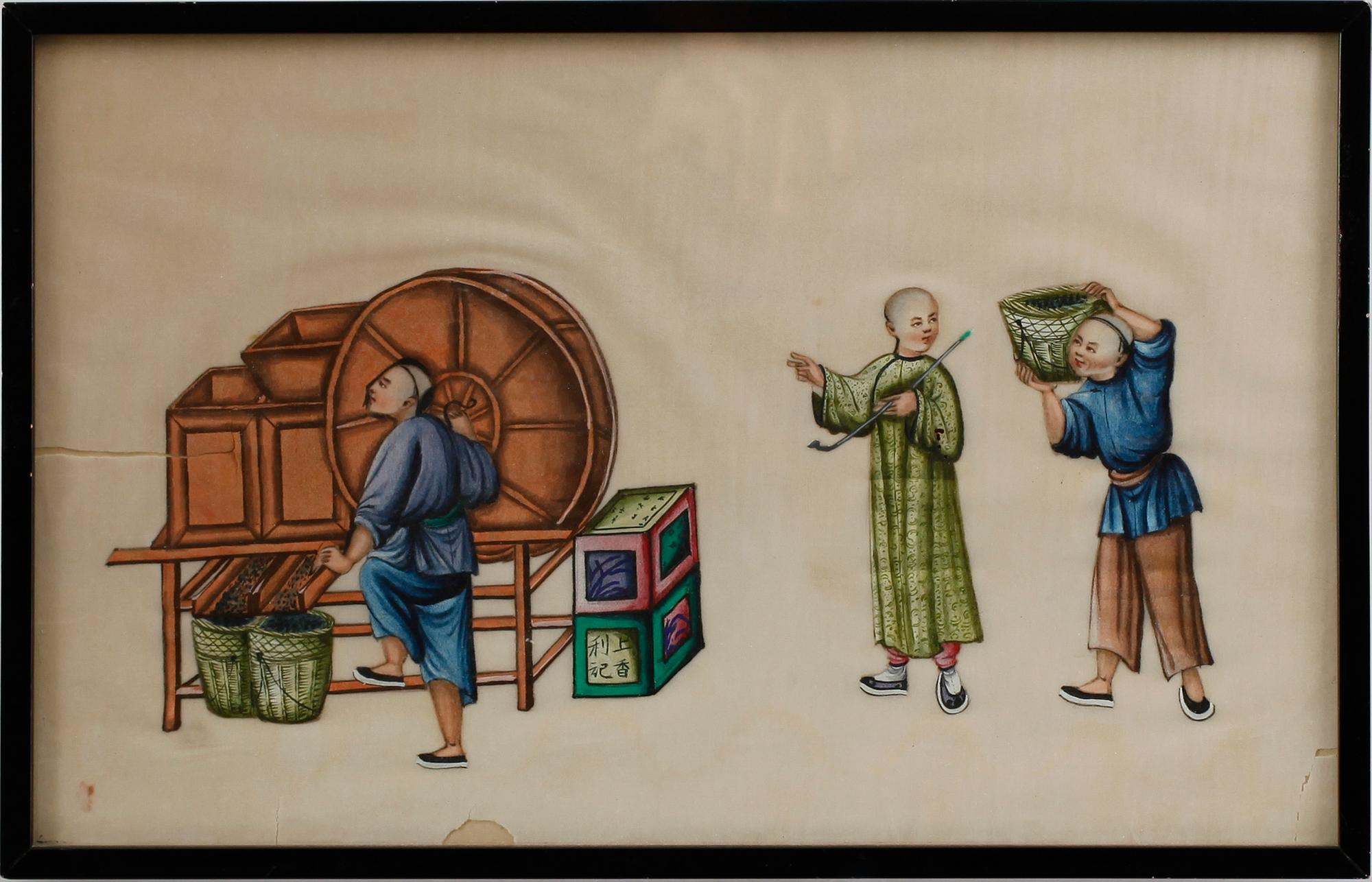 OKÄND KONSTNÄR, 8 st, akvareller på rispapper, Kina, 1800/1900-tal.