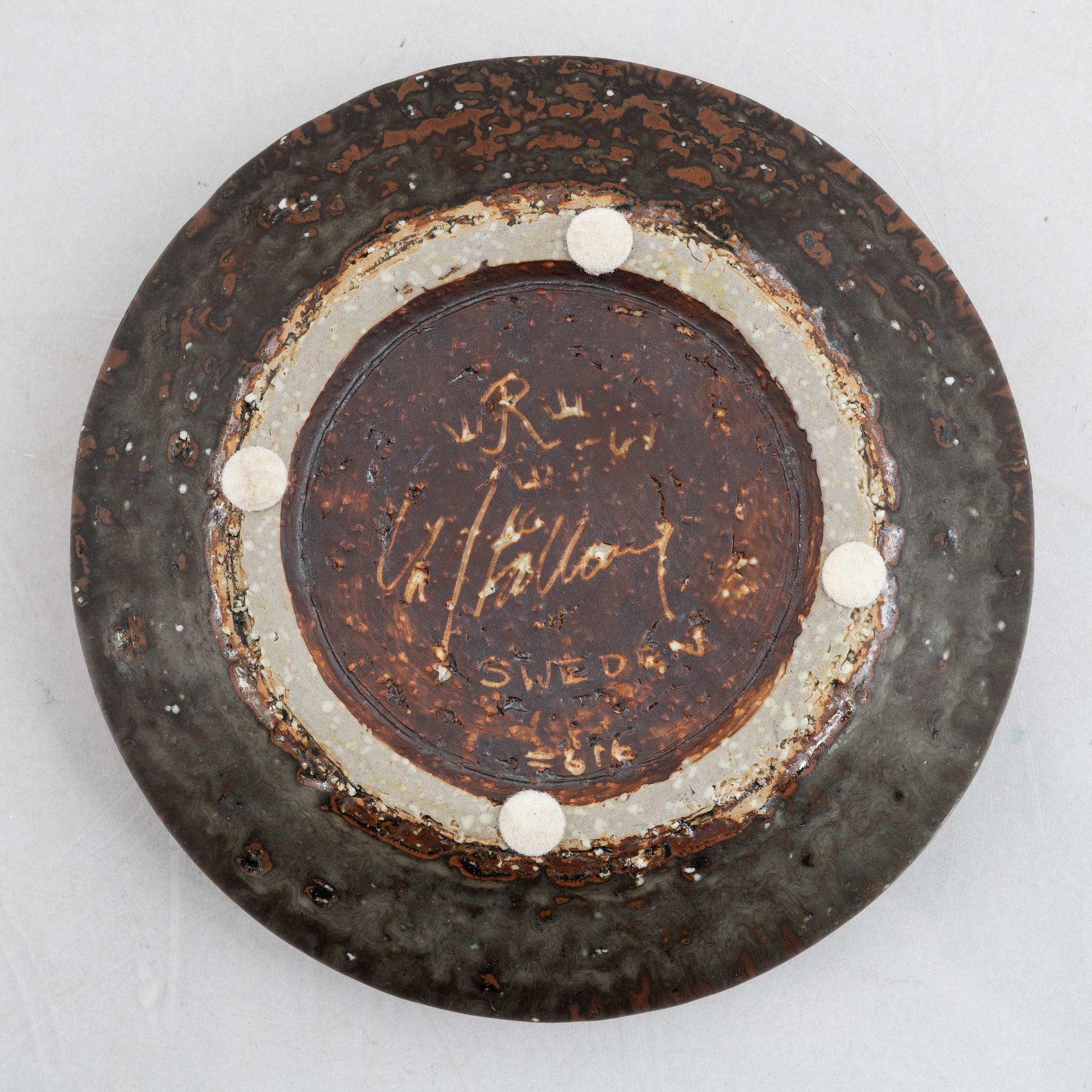 Carl-Harry Stålhane, an unique stoneware dish, Rörstrand, Sweden.