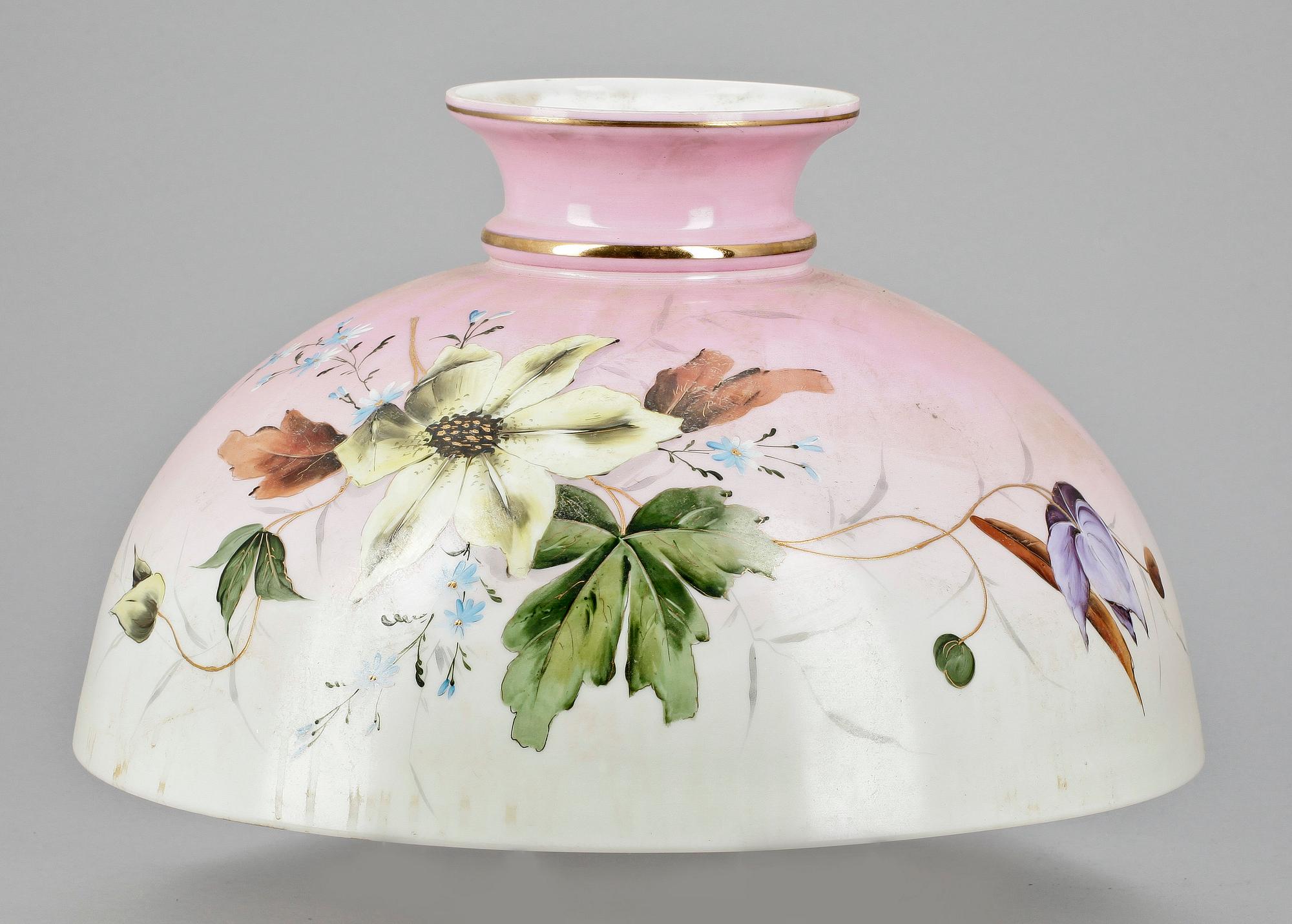 TAKKRONA, mässing samt majolika, Oscariansk, sent1800-tal. H 130.