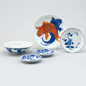 A group of five dishes, Qing dynasty and 20th Century.