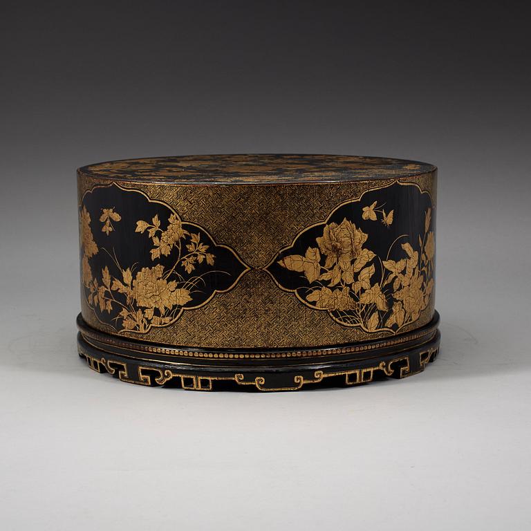 A black lacquer cabinet box with multiple drawers, Qing dynasty, 19th Century.