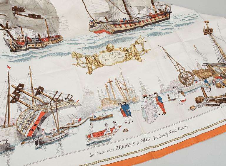 SCARF, siden, "La Flore, frégate de 28 canons", design Philippe Ledoux, Hermès, Paris, .