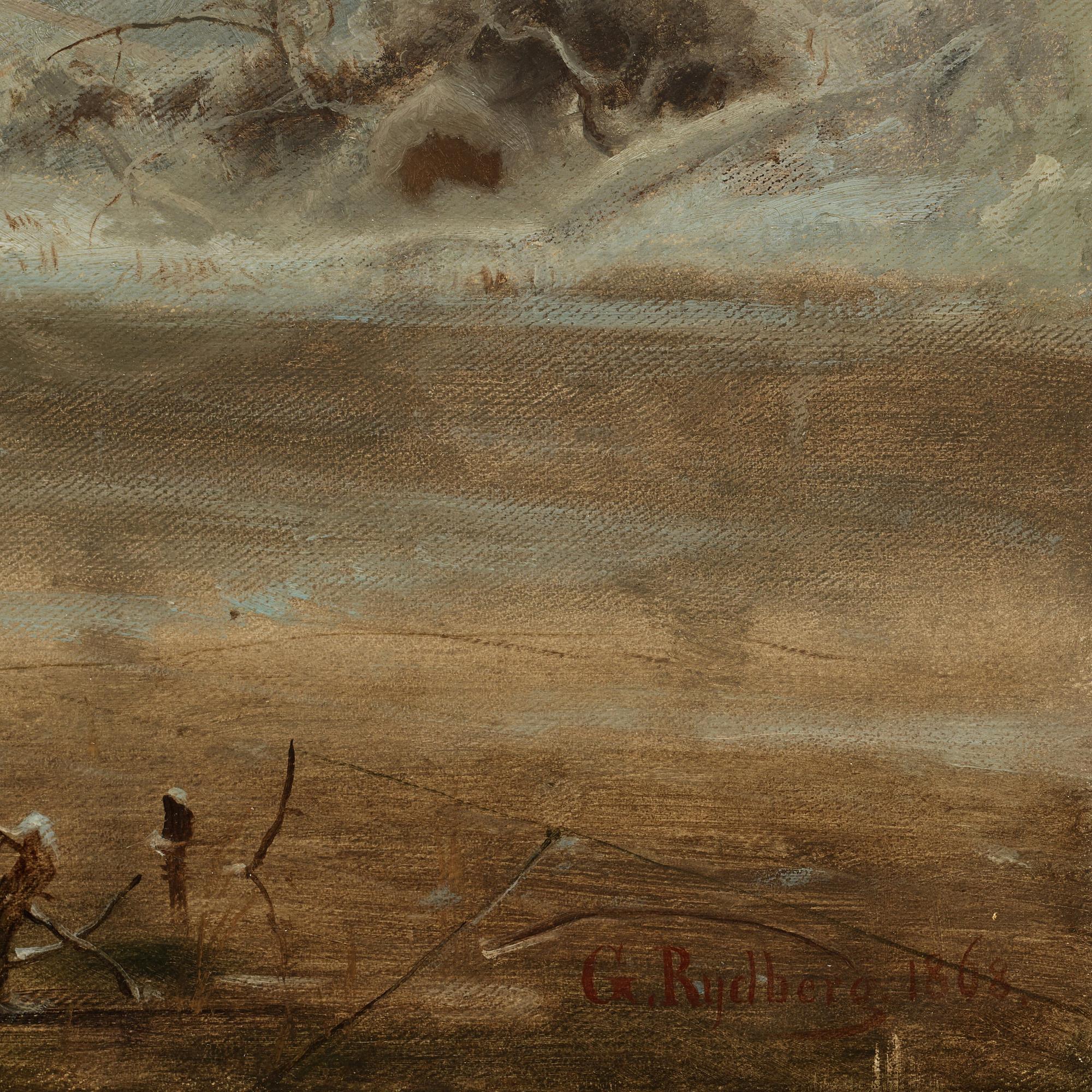 Gustaf Rydberg, "Vinterstycke, solnedgång" (Winter scene, sunset).