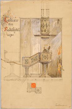 HARALD FALKMAN, ARKITEKTURRITNINGAR, ca 20 st samt, AKADEMITECKNINGAR, 4 ST, sign, dat tidigt 1900-tal.