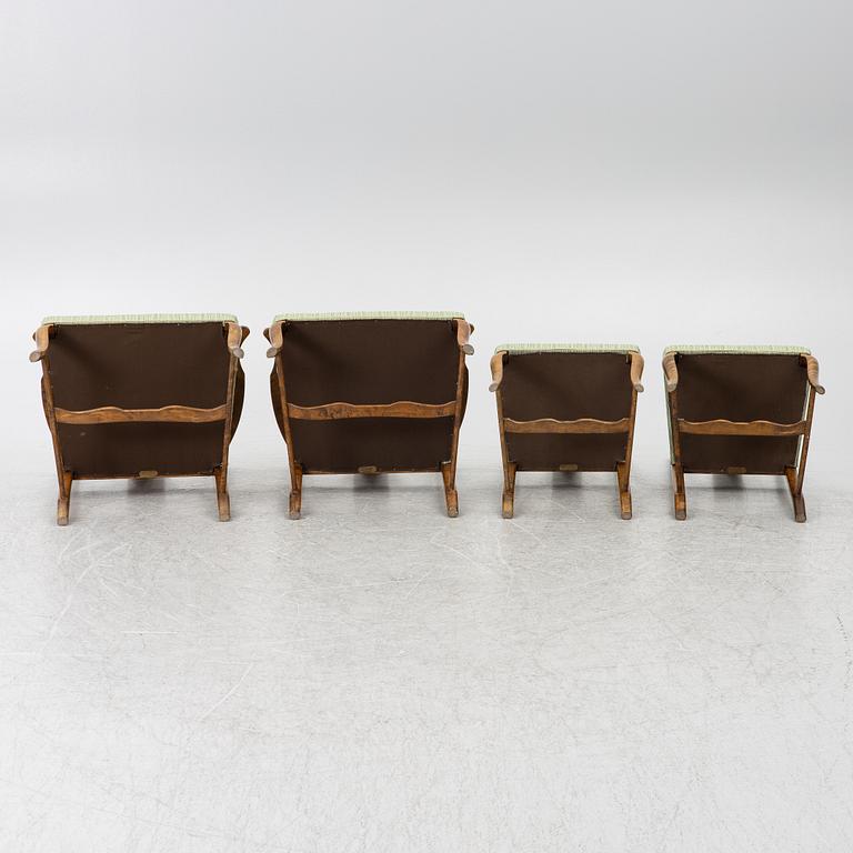 Carl Malmsten, Armchairs a pair, chairs a pair, "Haga", Nordiska Kompaniet, 1920s.