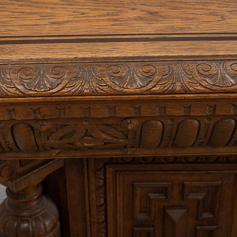 An oak library table, 1890's.