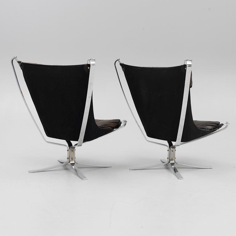 Sigurd Ressel, fåtöljer, ett par, "Falcon chair", Vatne Möbler, Norge, 1970-tal.