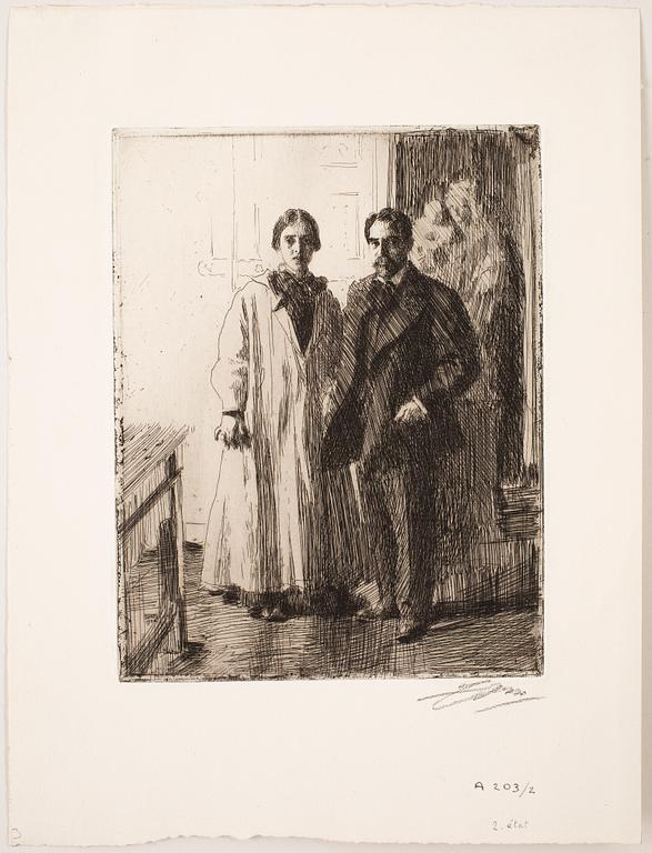 ANDERS ZORN, Etsning, utförd 1906, signerad med blyerts.