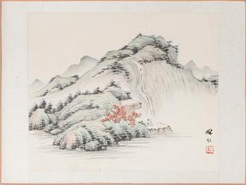 OKÄND KONSTNÄR, mapp med 10 st, gouacher, Japan/Kina, 1900-talets första hälft.