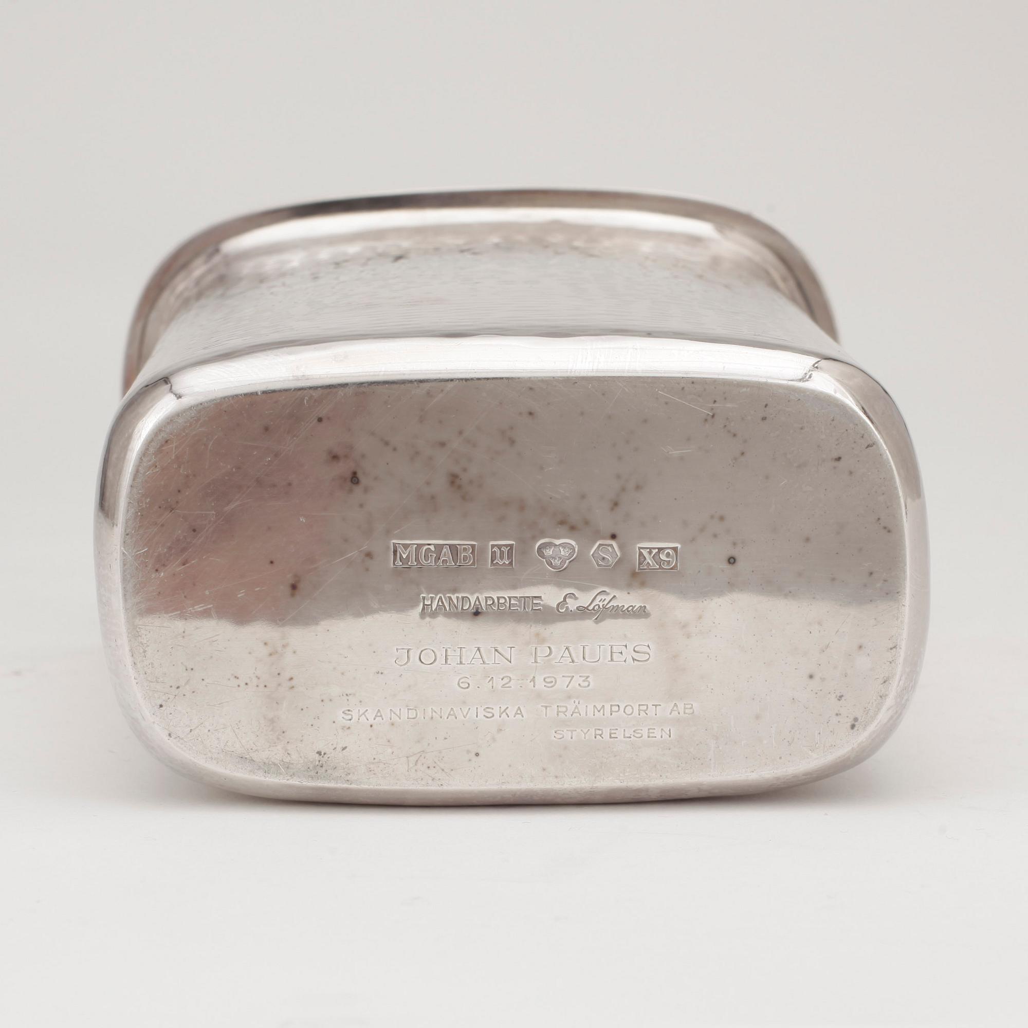 VAS, silver, MGAB, Uppsala, 1972. Vikt ca 415 g.