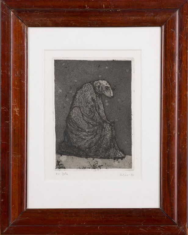 OUTI HEISKANEN, etsning, signerad och daterad -84, numrerad Kv Tpl'a.