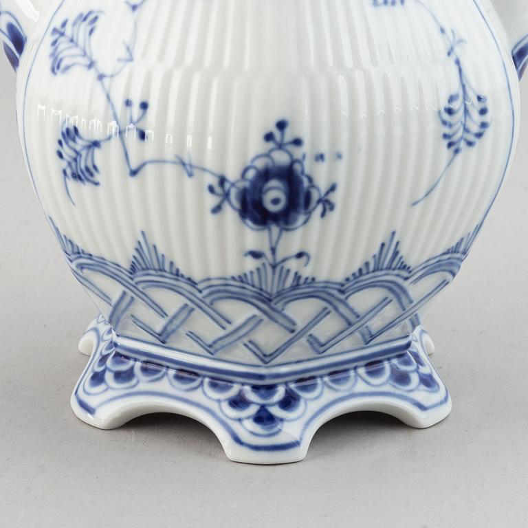 A three piece Royal Copenhagen "Blue Fluted" full lace coffee service.