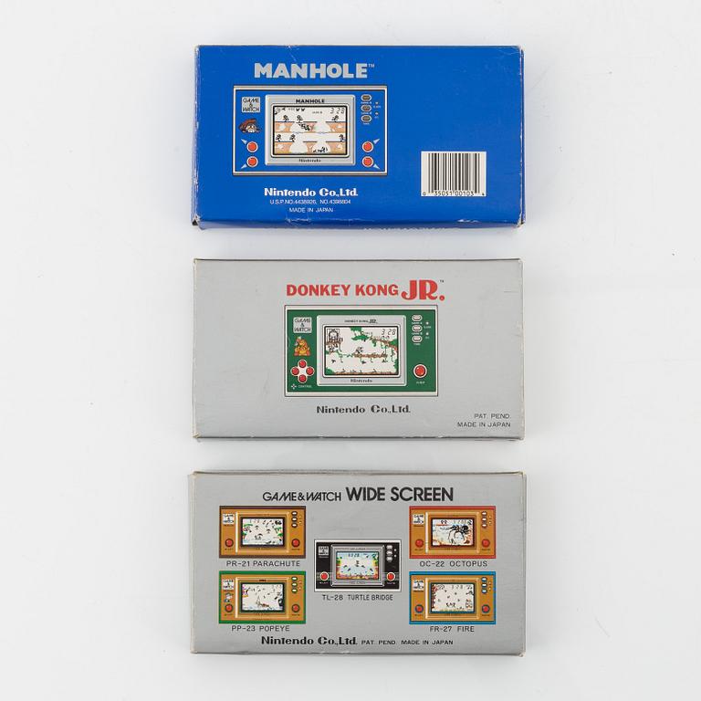 Nintendo Game & watch, 3 st, "Manhole", "Wide screen & "Donkey kong JR".