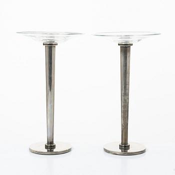Ulla Christiansson, ljusstakar, ett par. "Gala", Metall och glas, Svenskt Tenn.