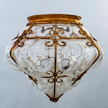 Four mid 20th century glass ceiling lamps from Murano, Venice Italy.