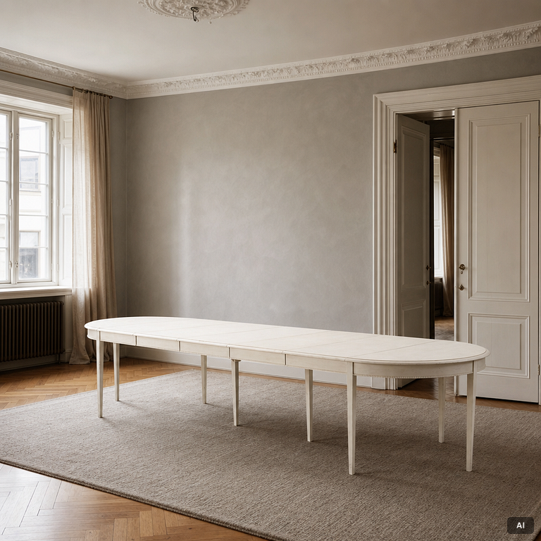 A Gustavian style dining table, late 20th Century.