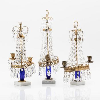 Table lamps three pieces 20th century.