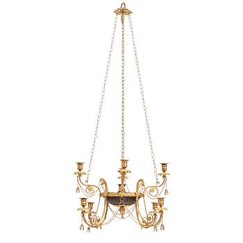 118. A late Gustavian early 19th century nine-light hanging-lamp.