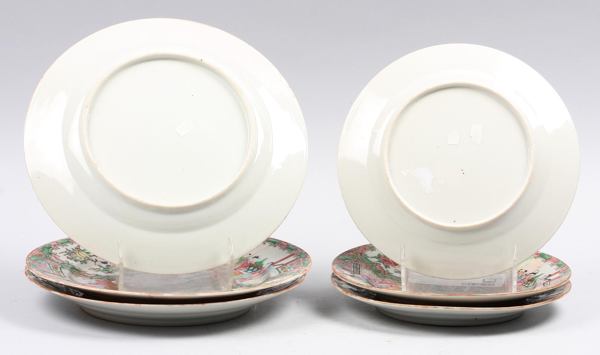 TALLRIKAR, 3+3 st porslin. Kanton, Kina.