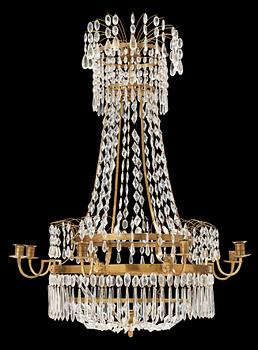 736. A late Gustavian circa 1800 nine-light chandelier.
