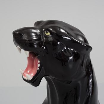 An Italian ceramic figurine of a panther, 1970's/80's.