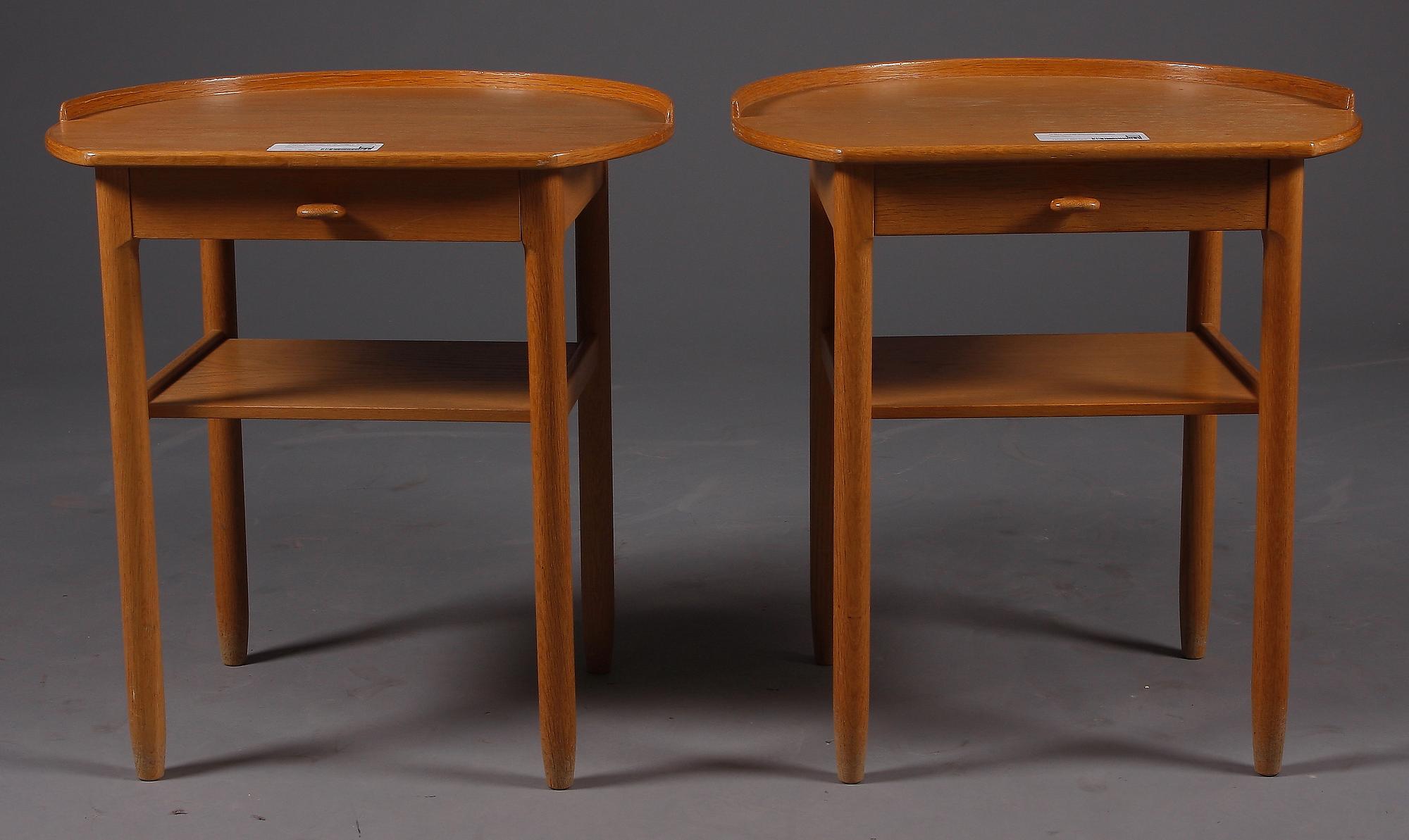 SÄNGBORD, ett par, design S. Engström G. Myrstrand för Bodafors. Brännmärkt.