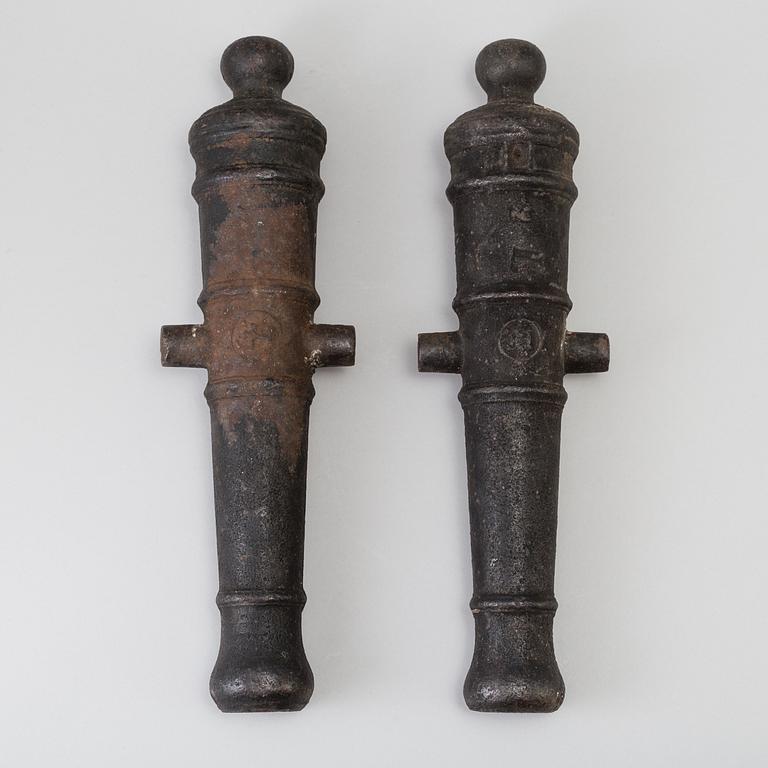 Two cast iron salute cannons from Hällefors bruk 19th century.