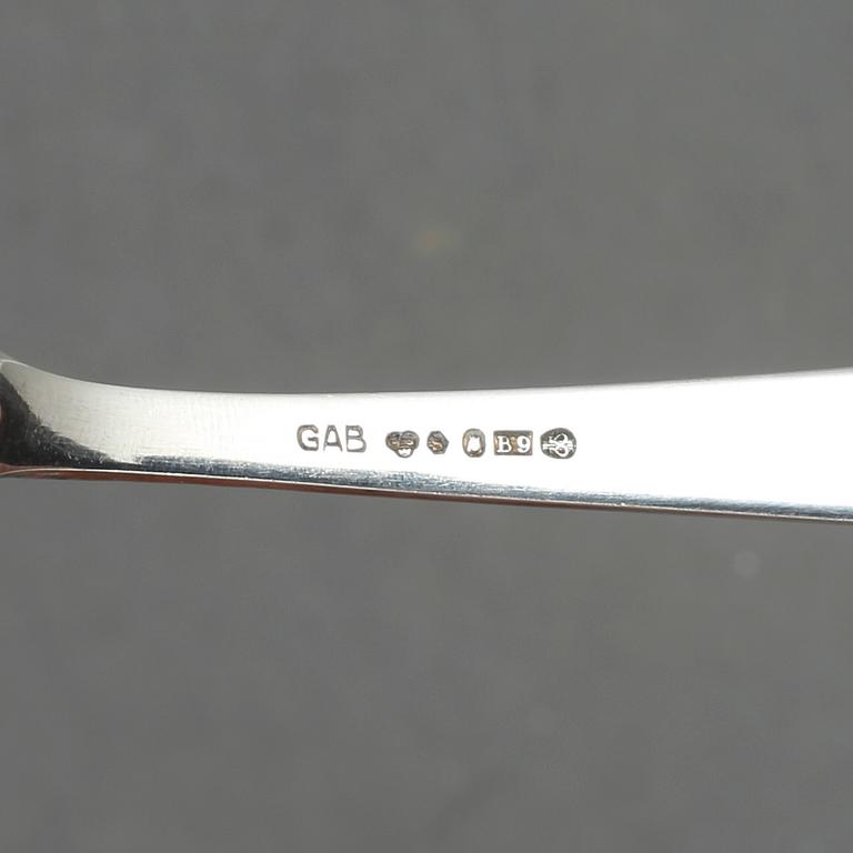 PARTI SILVER, 60 delar, inklusive 5 uppsättningar kaffeskedar, majoriteten Lidköping, mitten 1900-talets. Vikt ca 821 g.