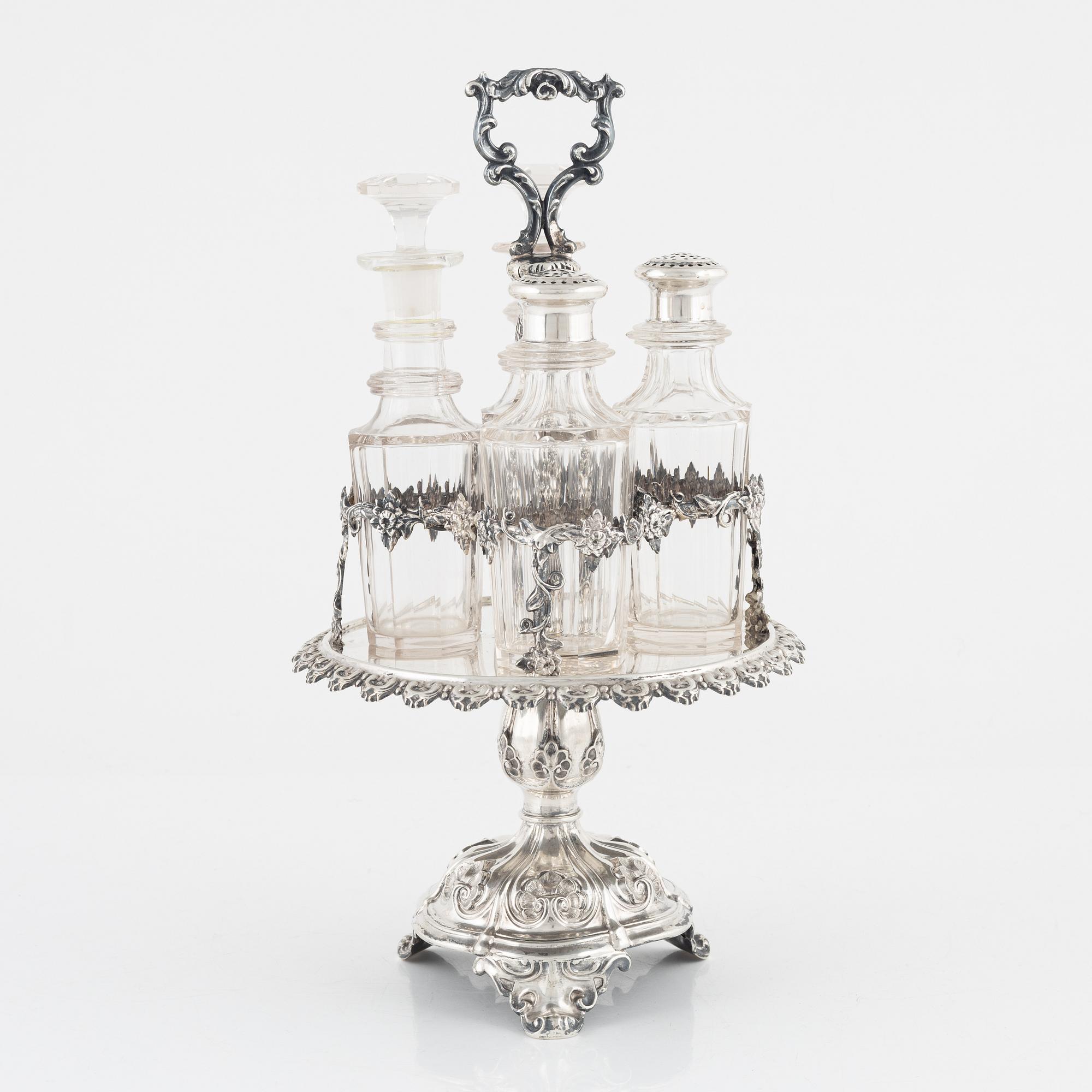 Gustaf Möllenborg, borssurtout, silver, nyrokoko, Stockholm, 1853.