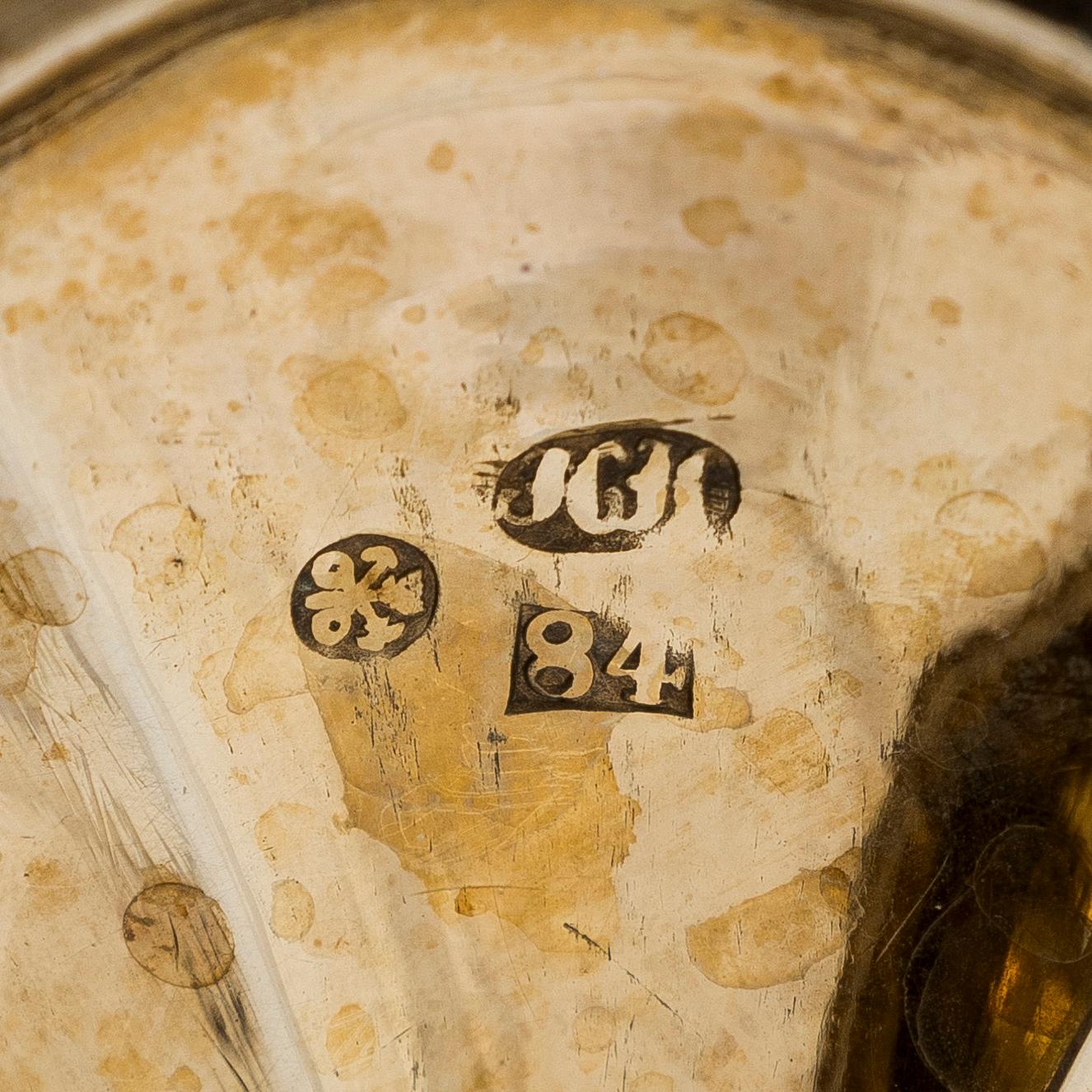 Henrik Hacklin och Johan Warjus, kaffe- och teservis, 4 delar, silver, S:t Petersburg 1868-69 och 1857.