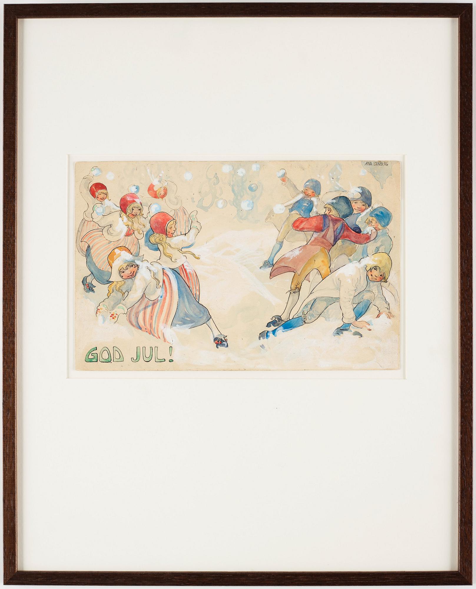 Aina Stenberg-Masolle, "God Jul", snöbollskrig (Merry Christmas, Snowball fight).