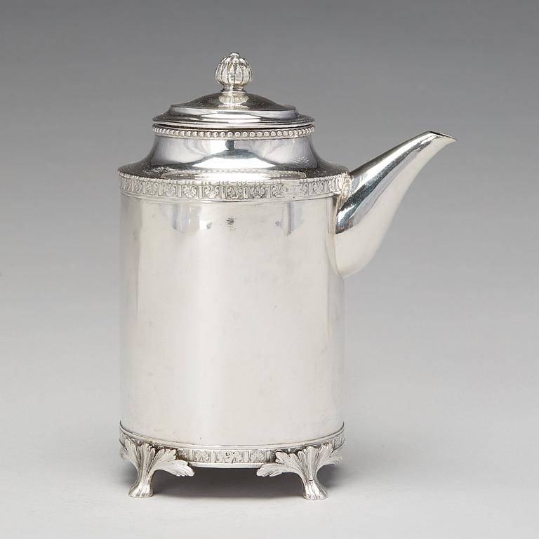 A Swedish 18th century silver coffee-pot, mark of Johan Abraham Hallard, Stockholm 1788.