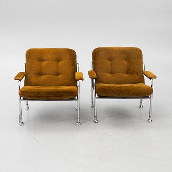 Bo Eigert, a pair of "Stålbo"  armchairs, Firma B. Eigert AB, Hova, Sweden, 1970's.