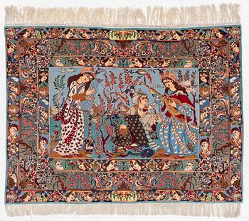 An Isfahan figural rug, c. 112 x 148 cm.