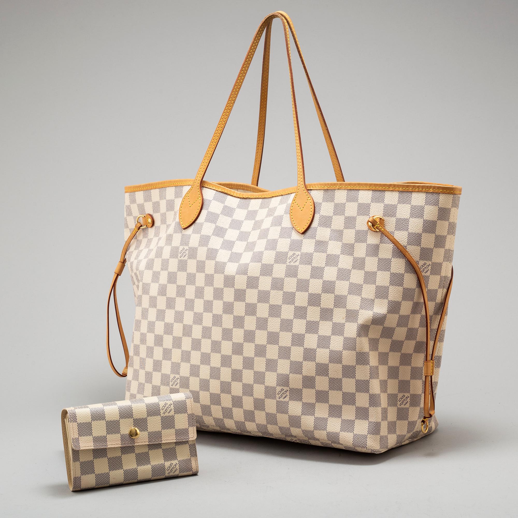 LOUIS VUITTON a Neverfull GM bag an a Alexandra wallet in Damier Azur canvas. Bukowskis