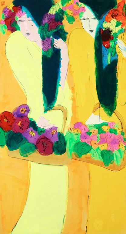 Walasse Ting, Women in the Garden.