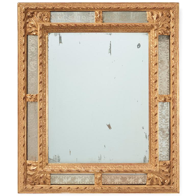 A North-European Baroque giltwood mirror, circa 1700.