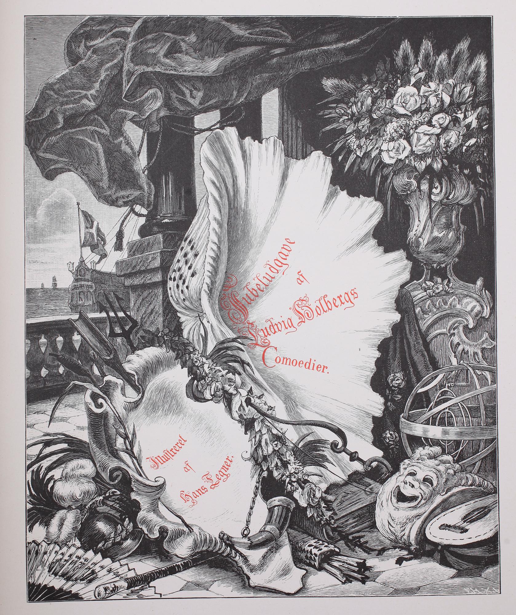 BÖCKER: Ludvig Holbergs Samtliga Comoedier, FL Liebenberg, Ernst Bojesens Kunstförlag, 1880-tal, 3 volymer.