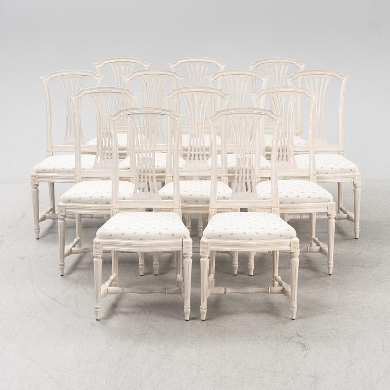 A set of twelve Gustavian-style chairs, 20th Century.
