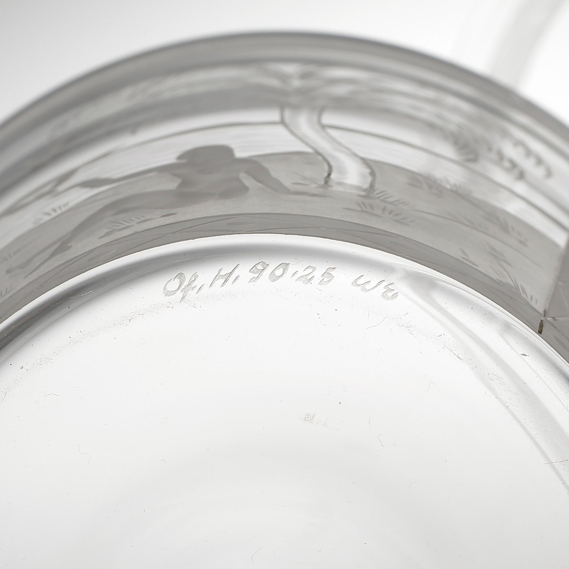 SKÅL med FAT, glas, Edward Hald, Orrefors, signerad och daterad 1925.