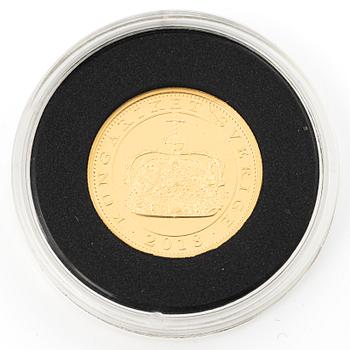 Medalj, guld, 24 k, Sverige, "Drottning Kristinas silvertron", 2018.