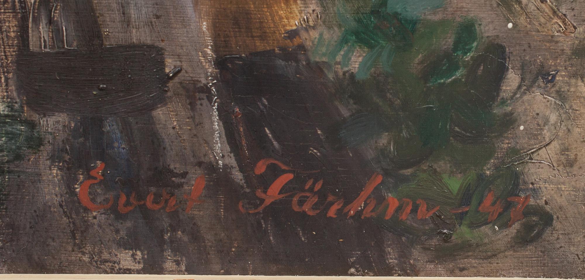 EVERT FÄRHM, olja på pannå, signerad och daterad -47.