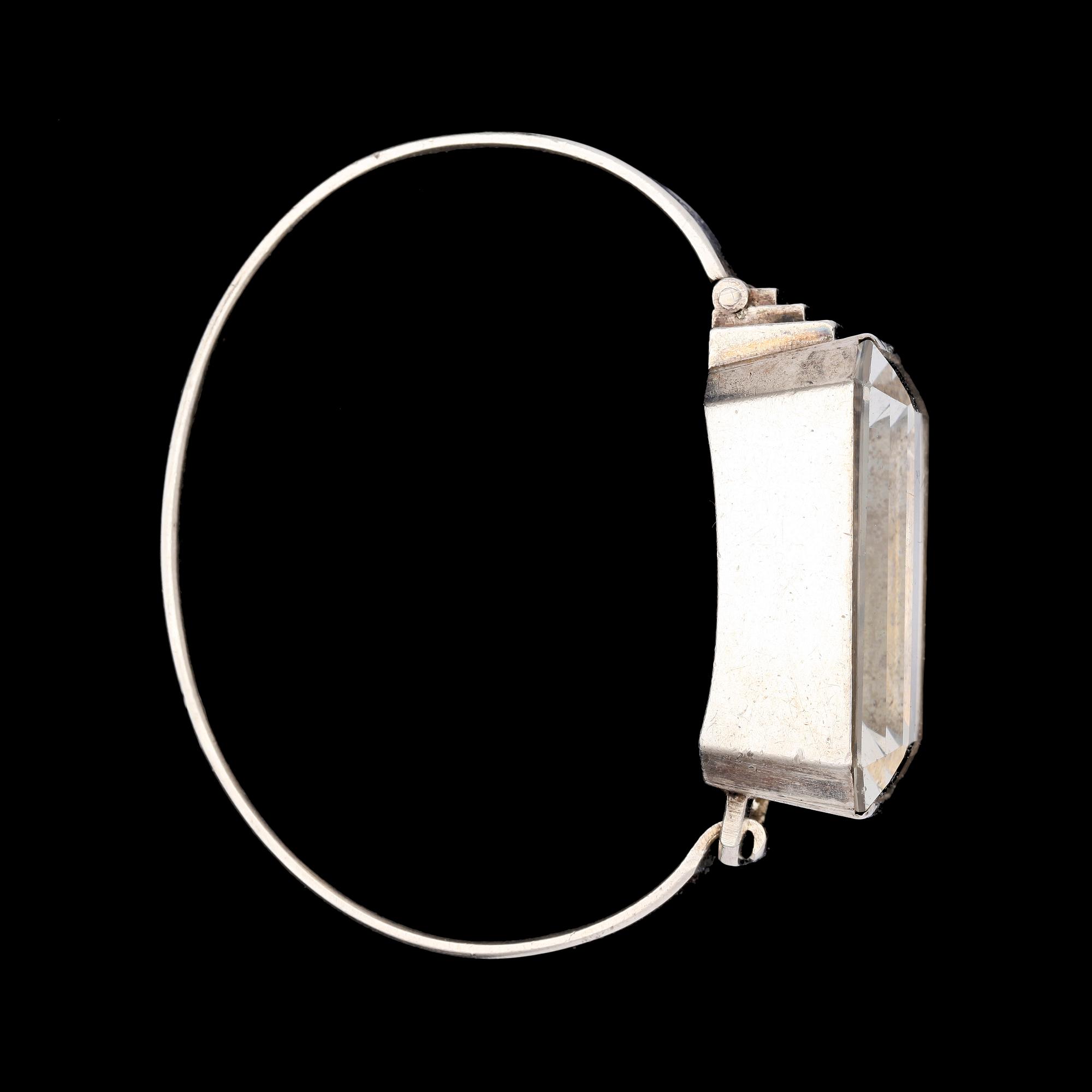 ARMRING, sterlingsilver, fasettslipad bergskristall, Wiwen Nilsson, Lund 1940.
