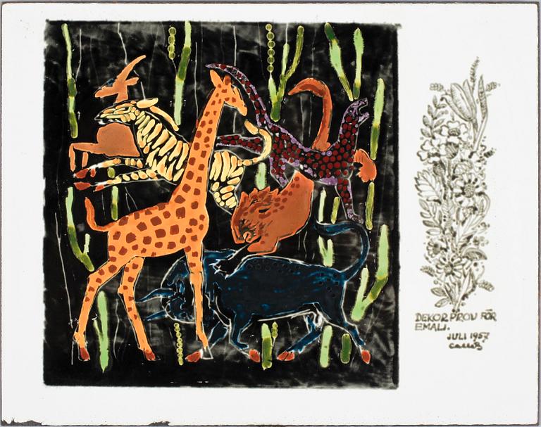 EMALJTAVLOR, 4 st. Bla Bengt Berglund Gustavsberg.