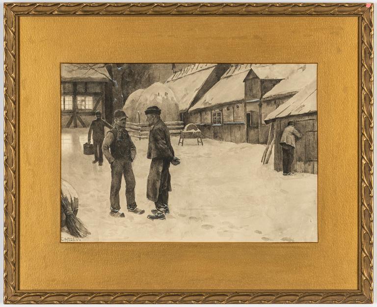 Carl Hedelin, ink and watercolour, signed.