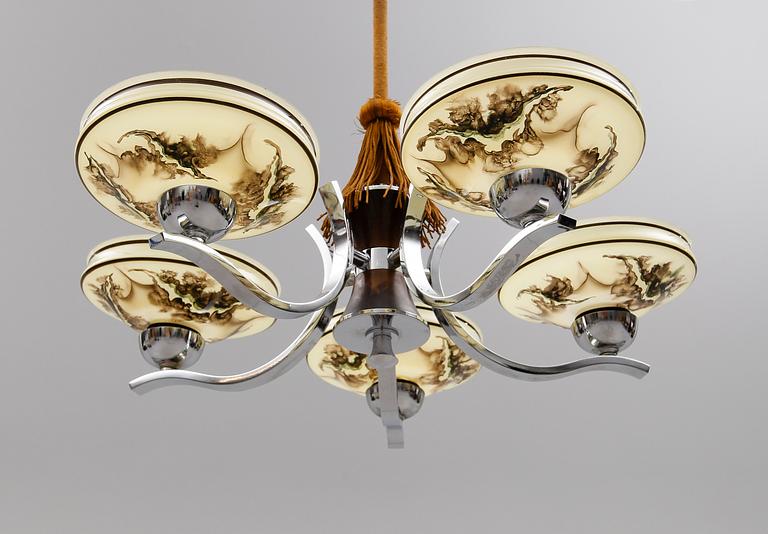 TAKLAMPA, art déco, 1900-talets första hälft. Höjd ca 59 cm.