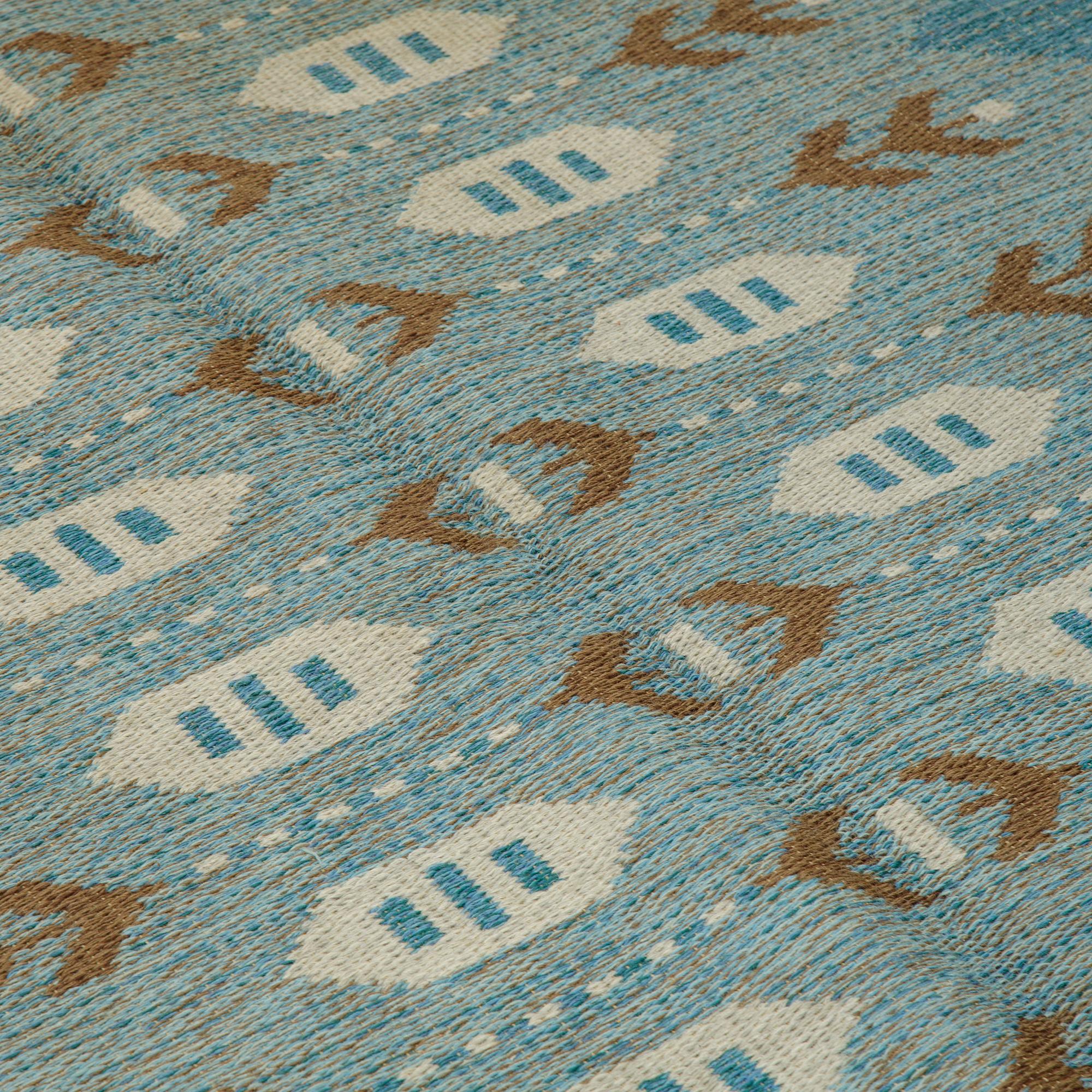 Matto, a machine-made double weave, ca 224 x 165 cm, signed JS.